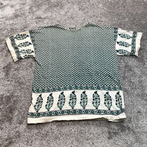 Import 1 Shirt Mens Medium White Green Floral Short Sleeve Cotton Adult Tee Top